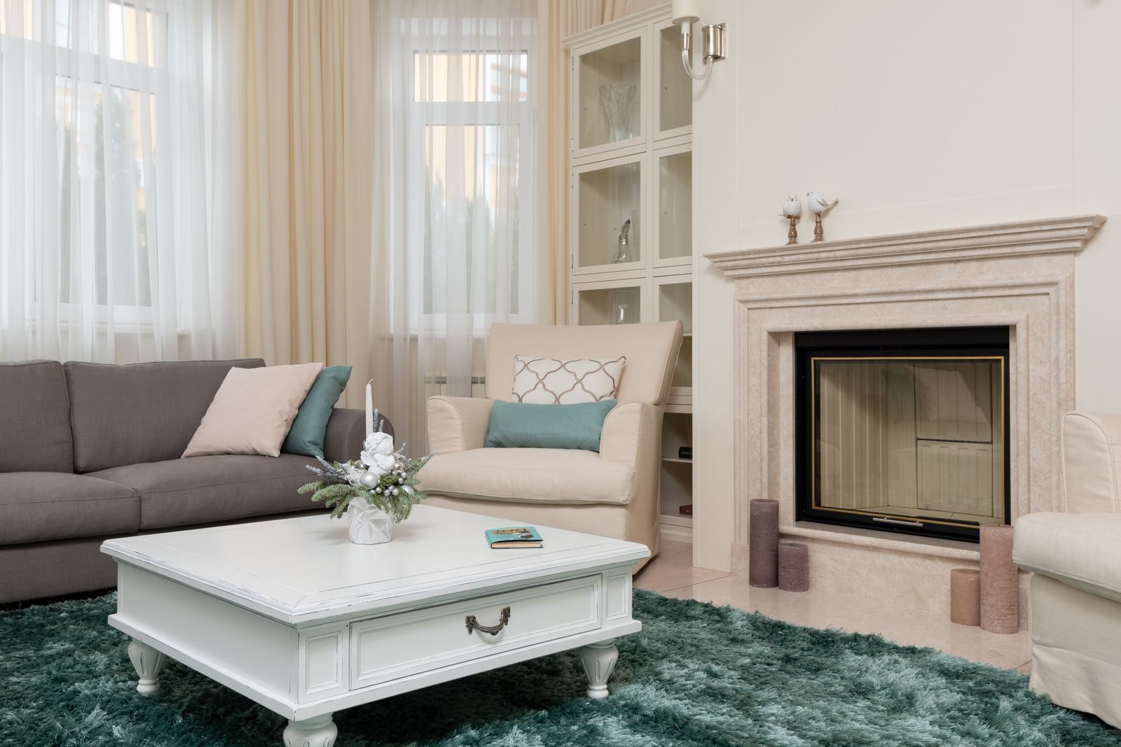 Salon avec moquette velours